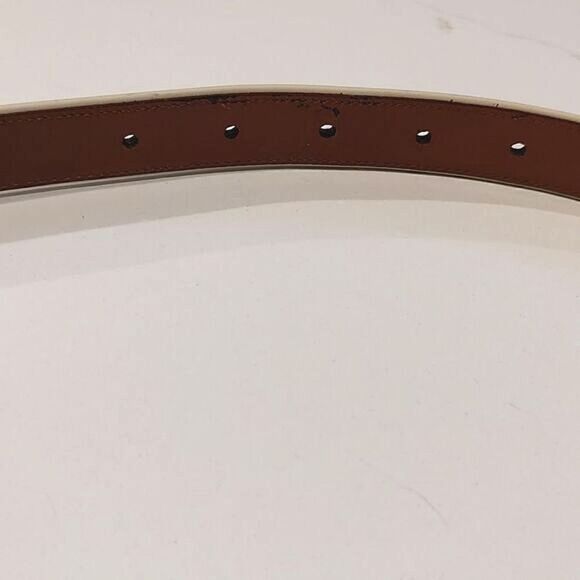 Lauren Ralph Lauren Leather Belt in Black and White Solid Brass Buckle Size L - Picture 9 of 11